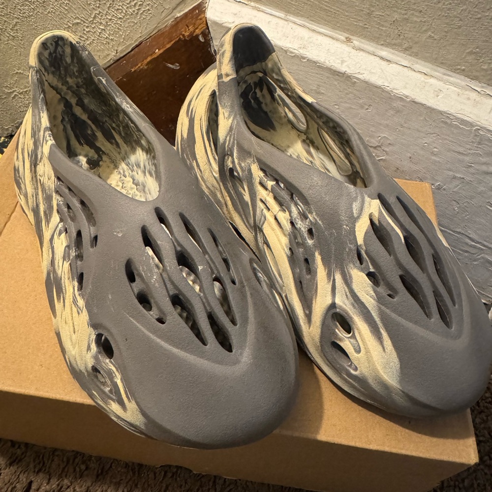 Yeezy Gray and Cream Athletic Shoes